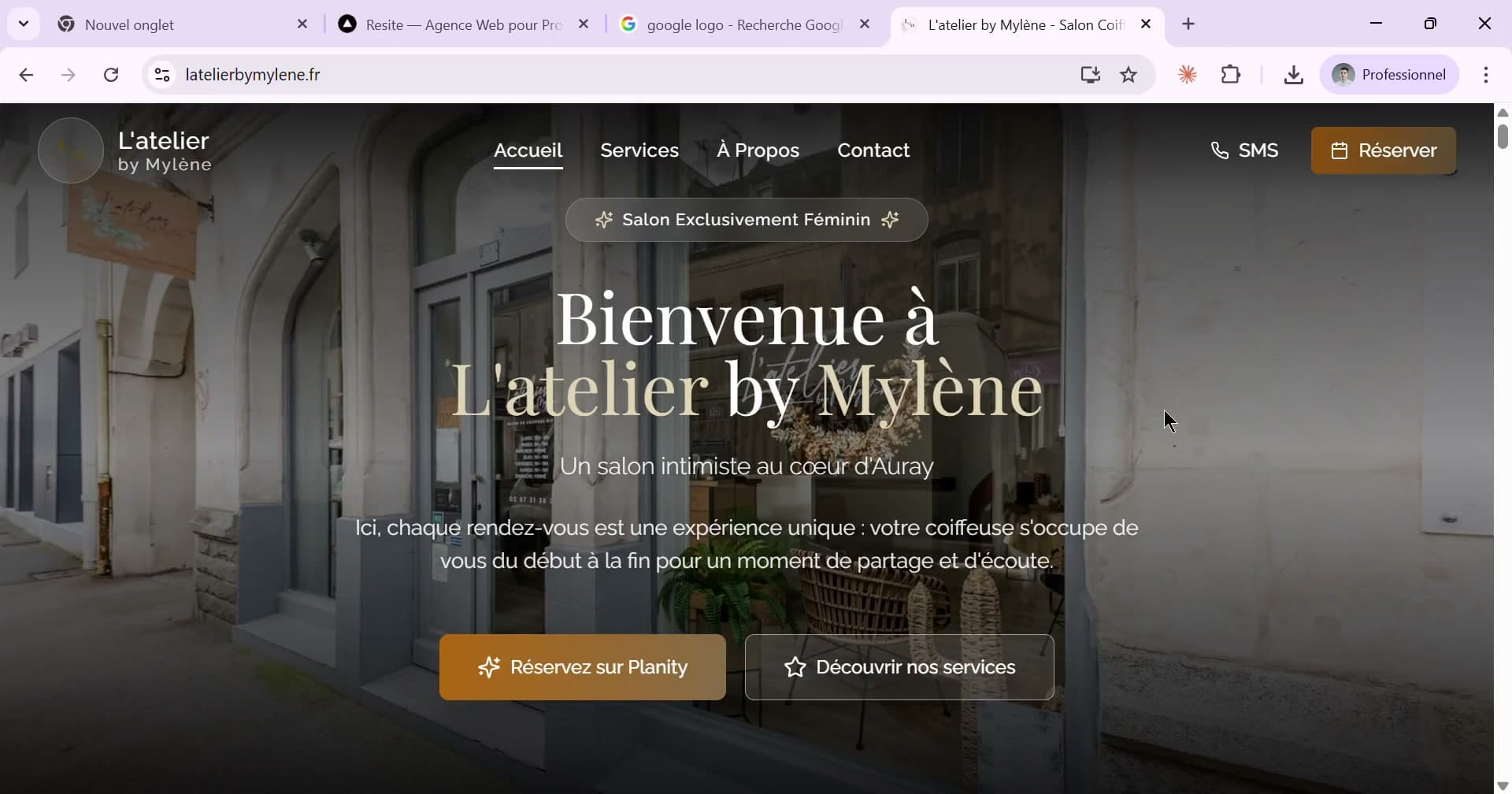 Site web de L’Atelier By Mylène, salon de coiffure à Auray