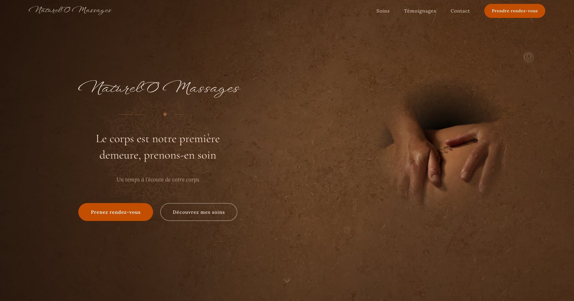 Site web de Naturelo Massages, institut de massage