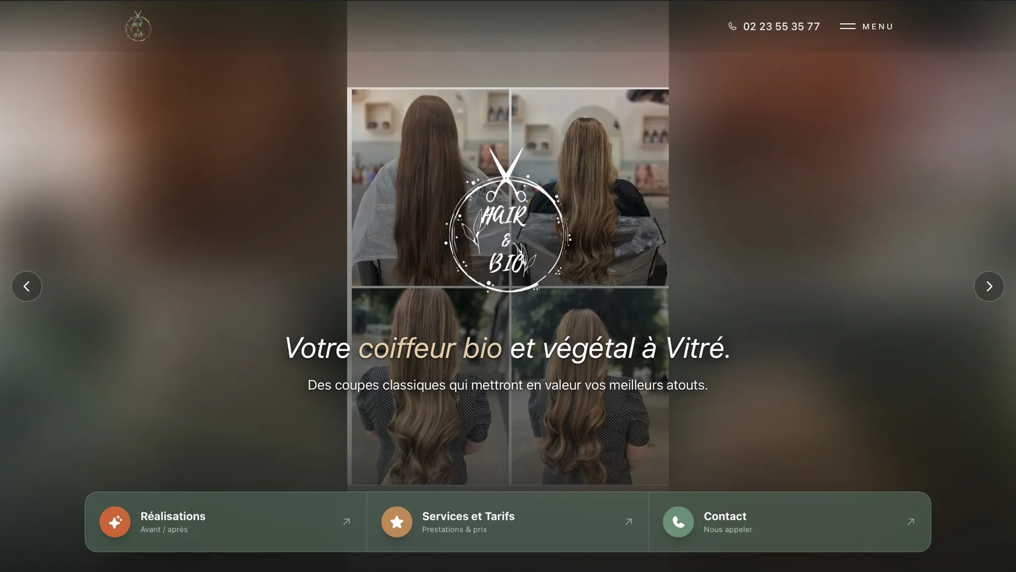 Aperçu du site de Hair & Bio