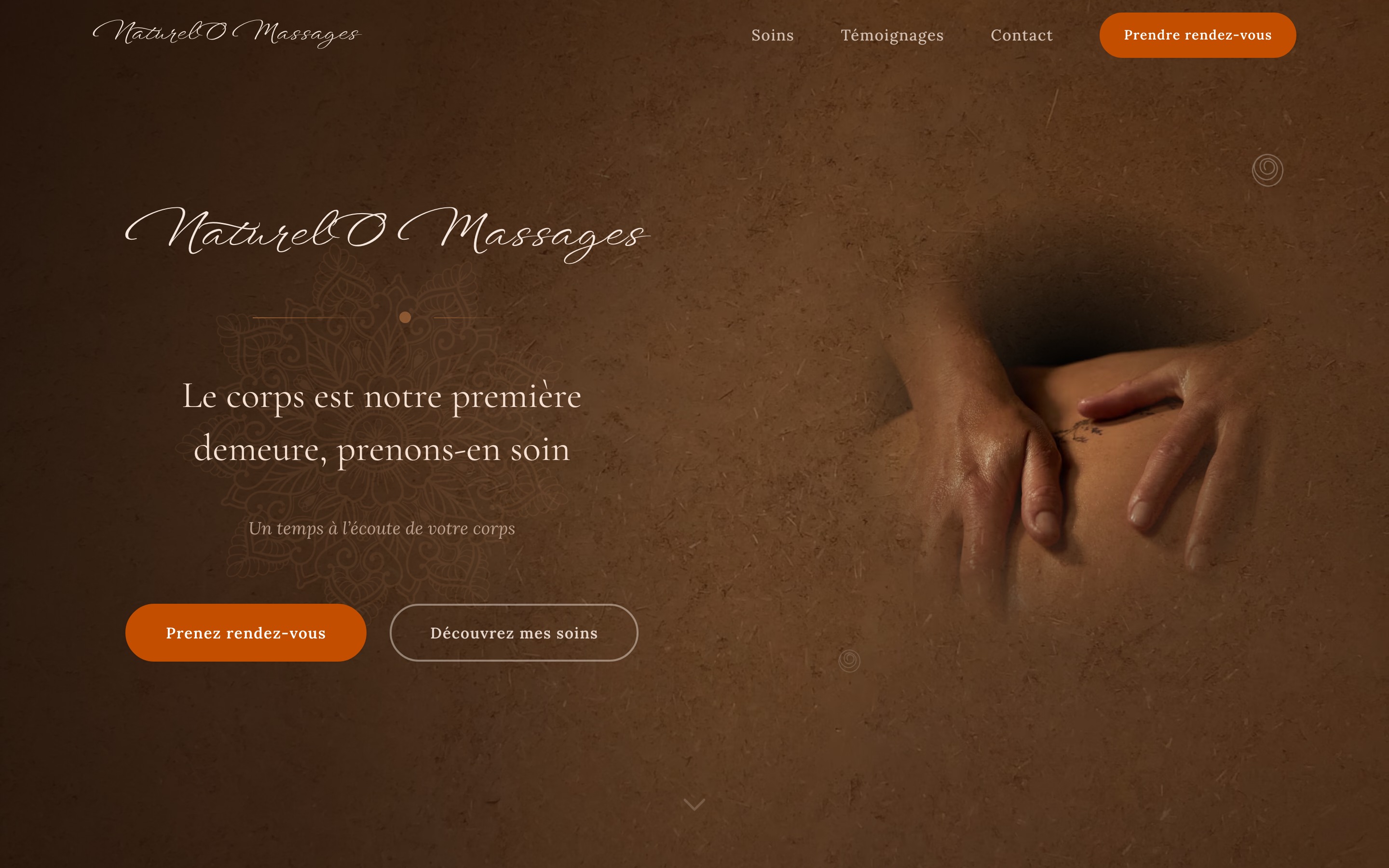 Aperçu du site de Naturelo Massages