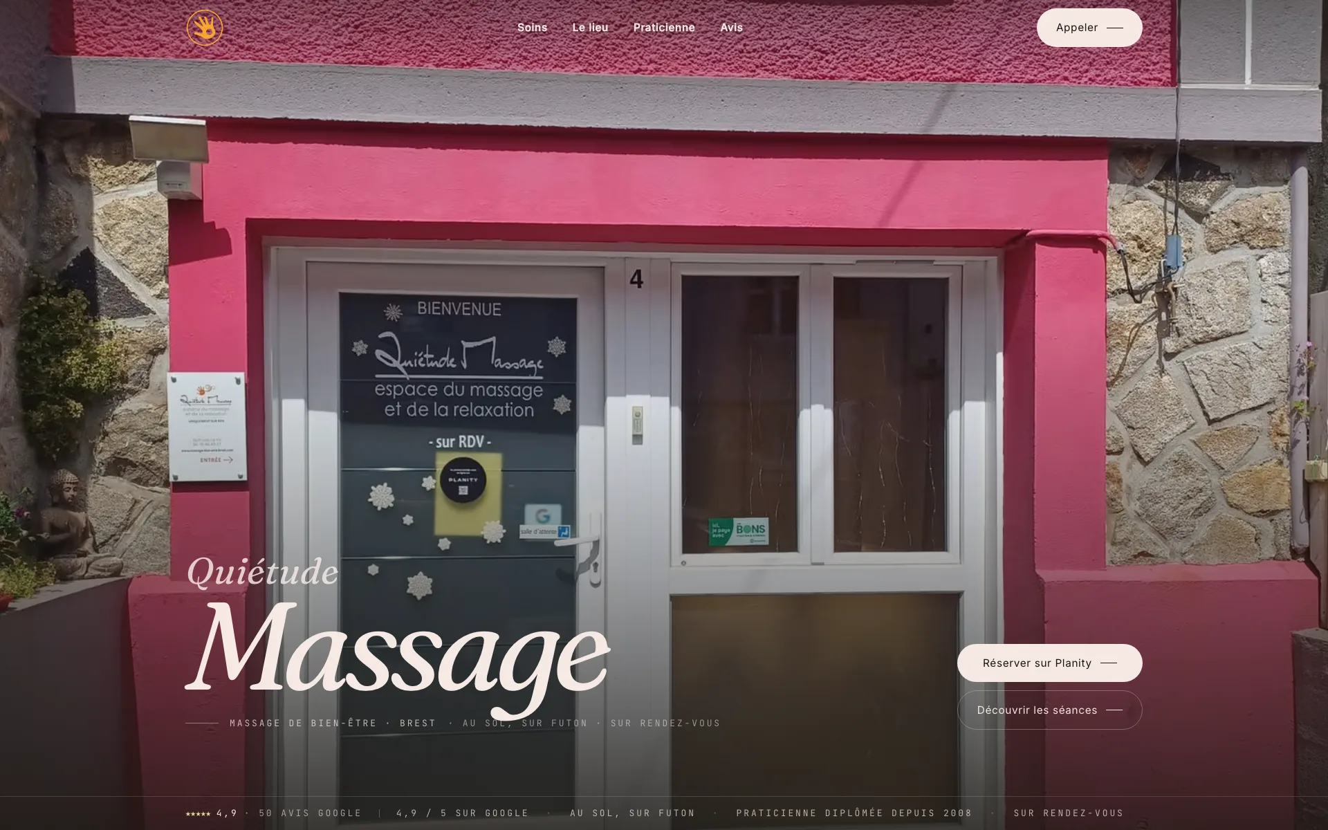 Aperçu du site de Quiétude Massage
